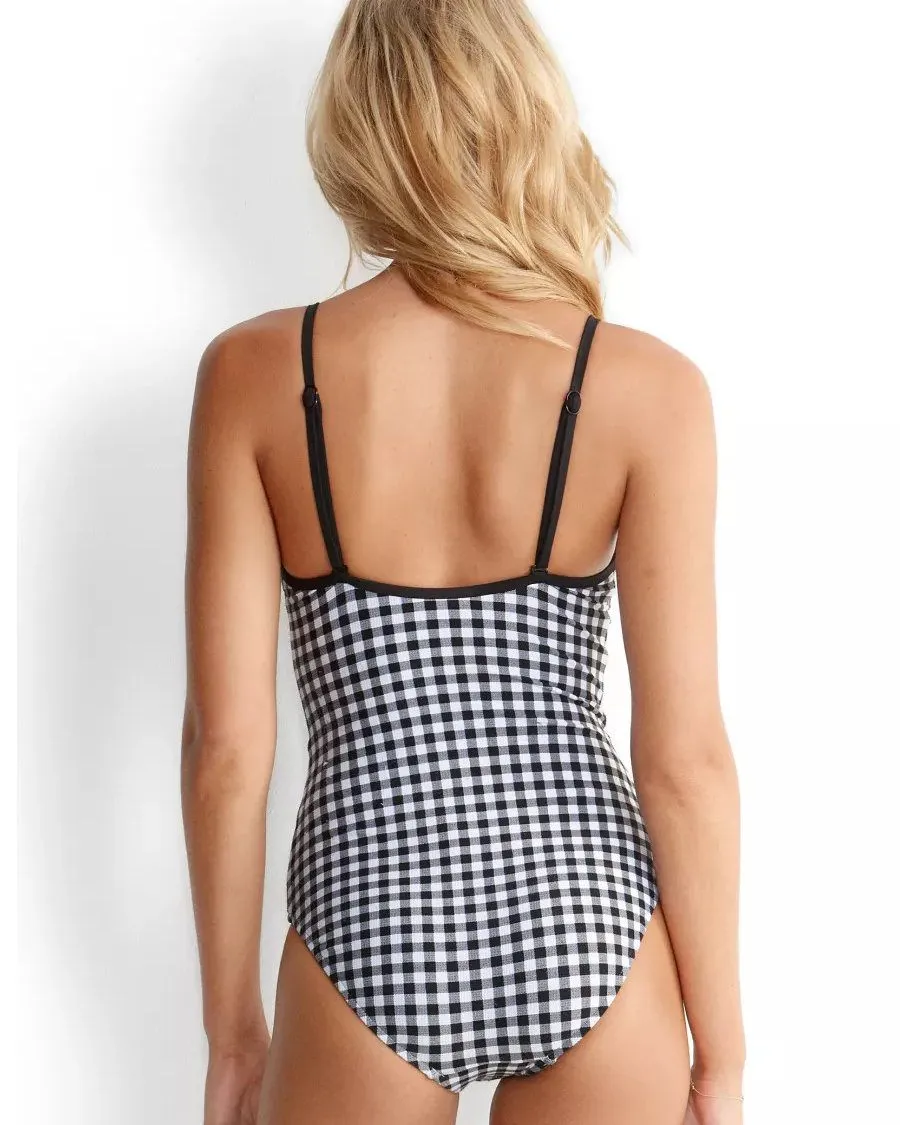 One-piece Plaid Swimsuit