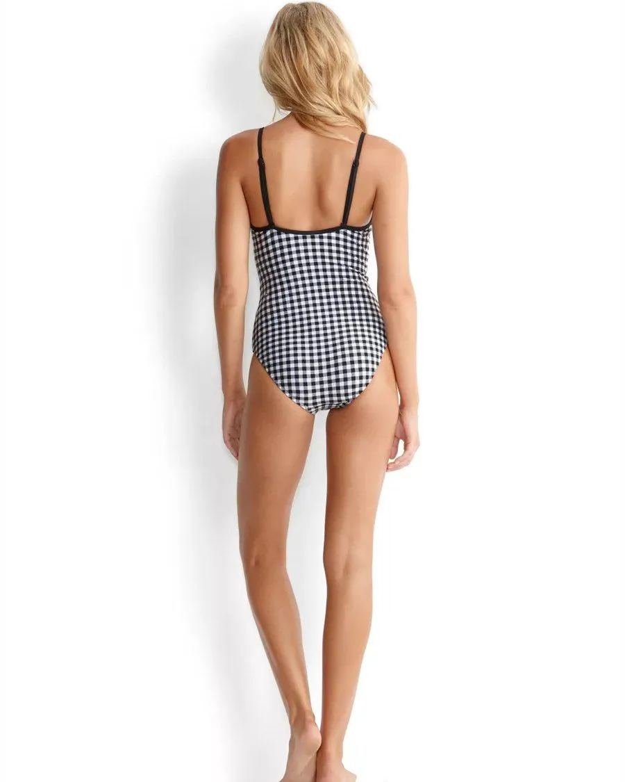 One-piece Plaid Swimsuit
