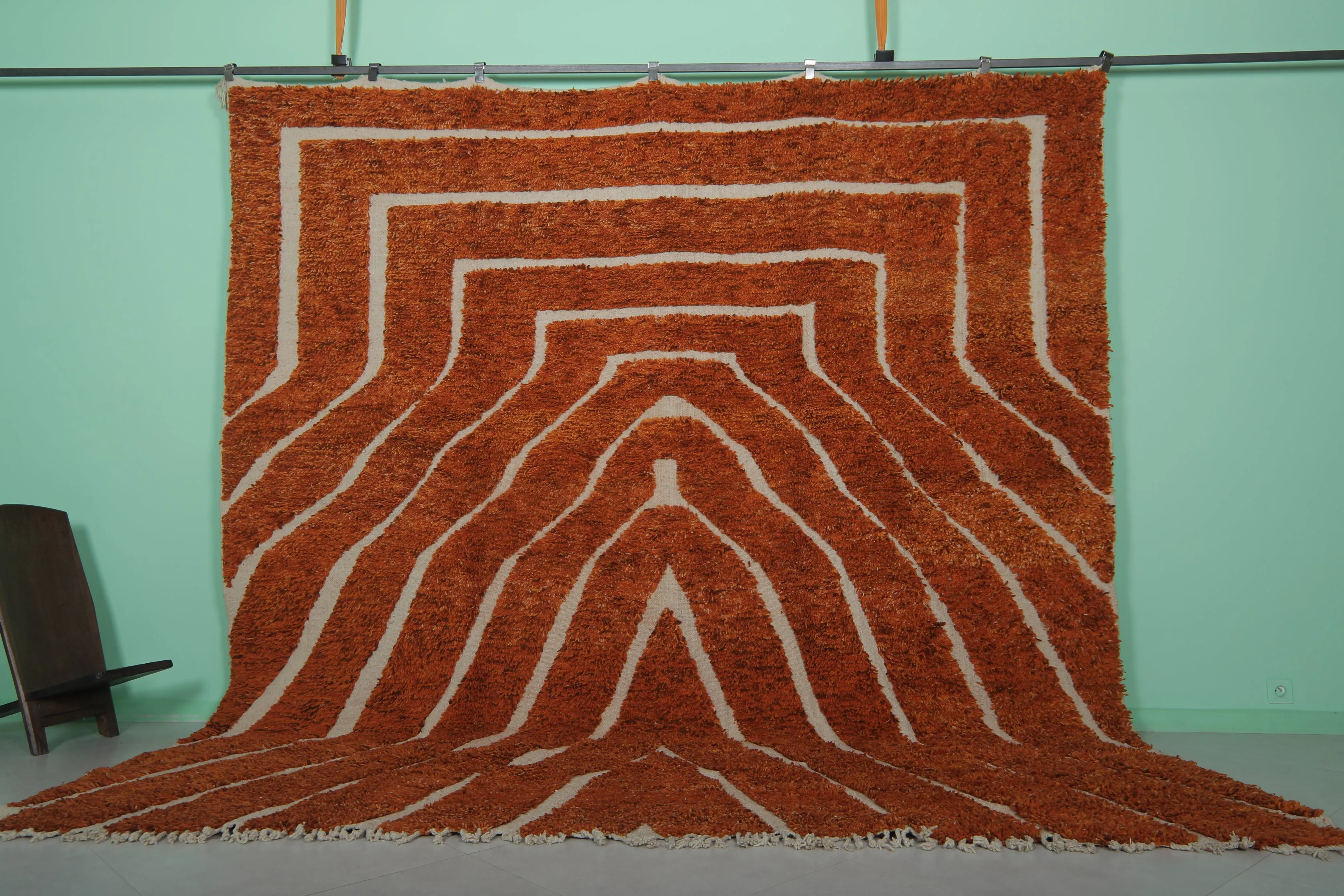 Orange Moroccan Rug - Handwoven 10.8 x 11.6 Feet | Bold Statement Piece