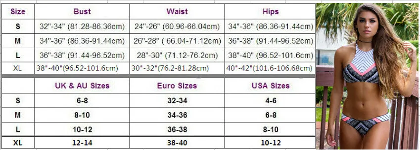 Padded Halter Swimming Suit Sexy High neck cropped top swimsuit Bikini Brazilian Retro Print Biquini