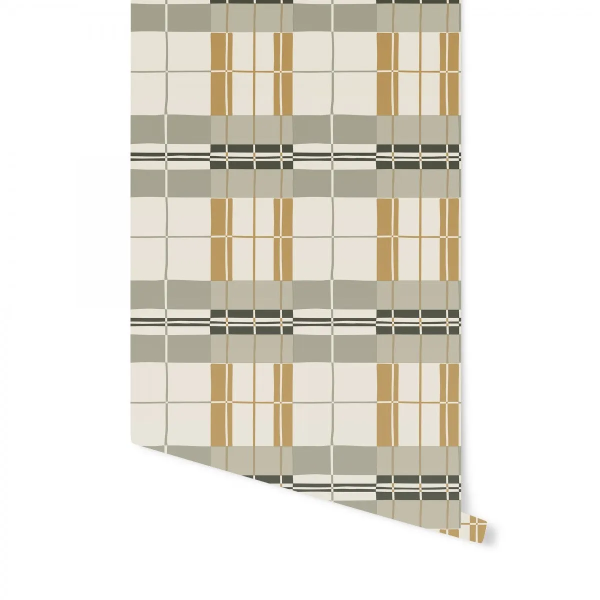 Paired Back Plaid Mustard PA474 Self-Adhesive Wallpaper