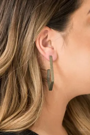 Paparazzi - Geo Grand - Brass Earrings