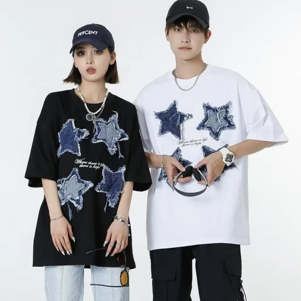 Patchwork Embroidered Stars T-shirt