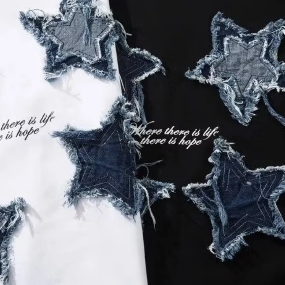 Patchwork Embroidered Stars T-shirt