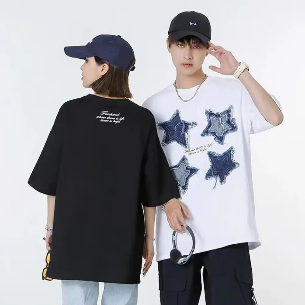 Patchwork Embroidered Stars T-shirt