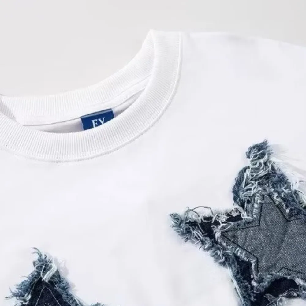 Patchwork Embroidered Stars T-shirt