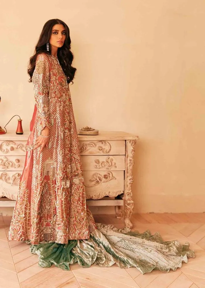 Peach Pink with Pista Floral Lehenga for Bride #BN1095