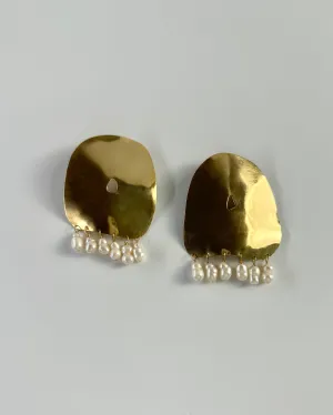 Pearl Fringe Sculpture Earrings