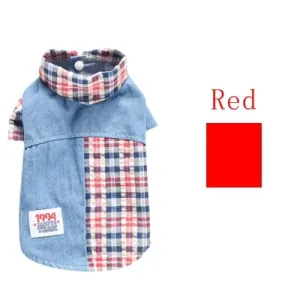 Pet Plaid Shirt Clothes Coat Jacket for Small Medium Dogs Puppy Cat