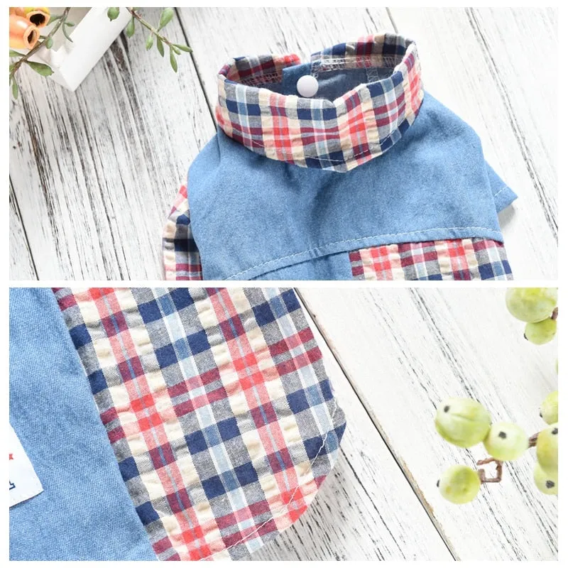 Pet Plaid Shirt Clothes Coat Jacket for Small Medium Dogs Puppy Cat