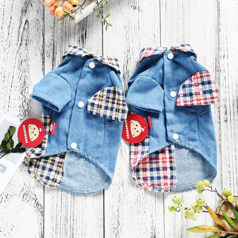 Pet Plaid Shirt Clothes Coat Jacket for Small Medium Dogs Puppy Cat