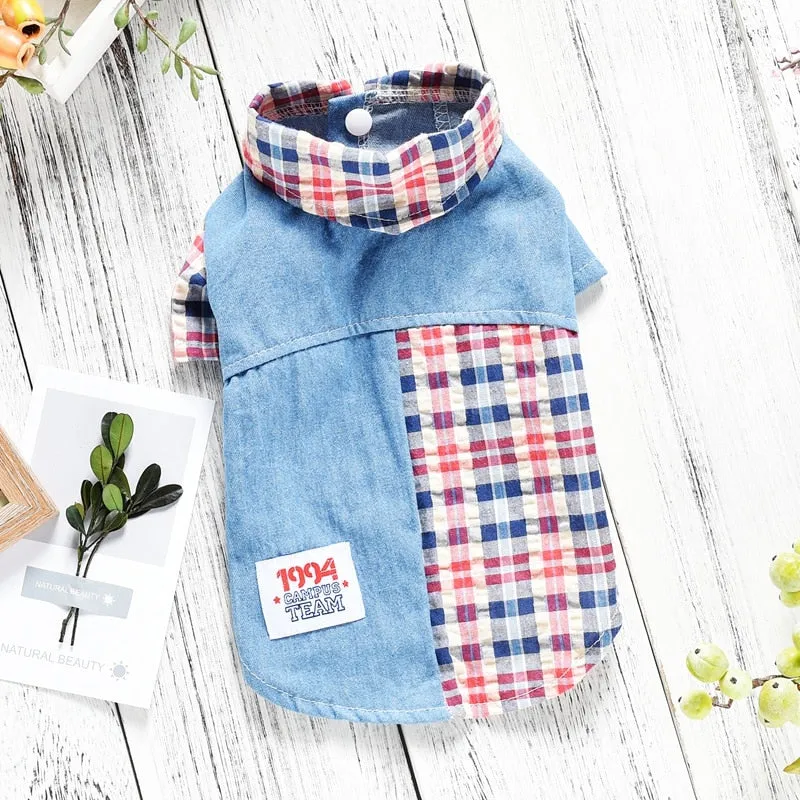 Pet Plaid Shirt Clothes Coat Jacket for Small Medium Dogs Puppy Cat