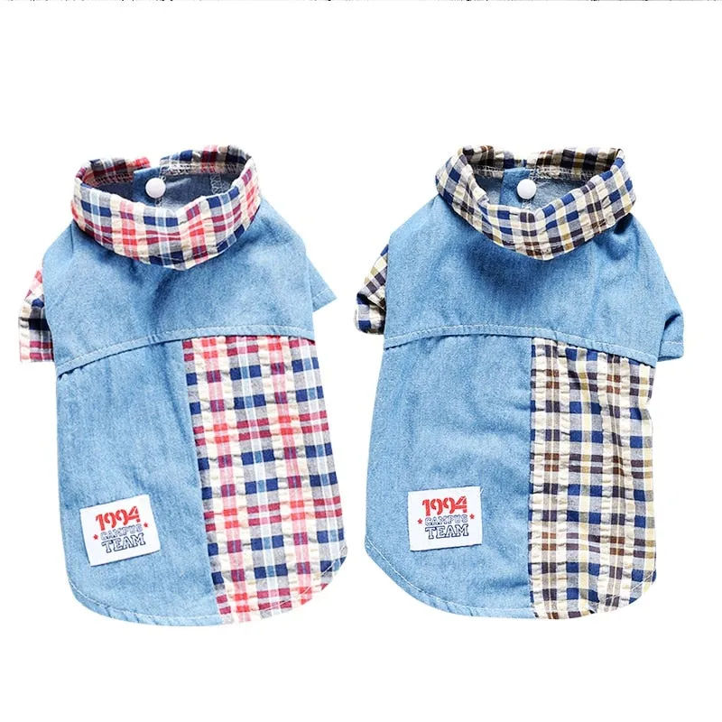 Pet Plaid Shirt Clothes Coat Jacket for Small Medium Dogs Puppy Cat