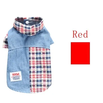 Pet Plaid Shirt Clothes Coat Jacket for Small Medium Dogs Puppy Cat