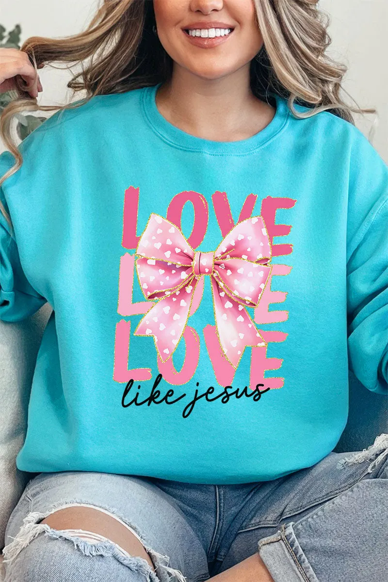 Pink Bow Love Like Jesus Unisex NuBlend Crew Sweatshirt