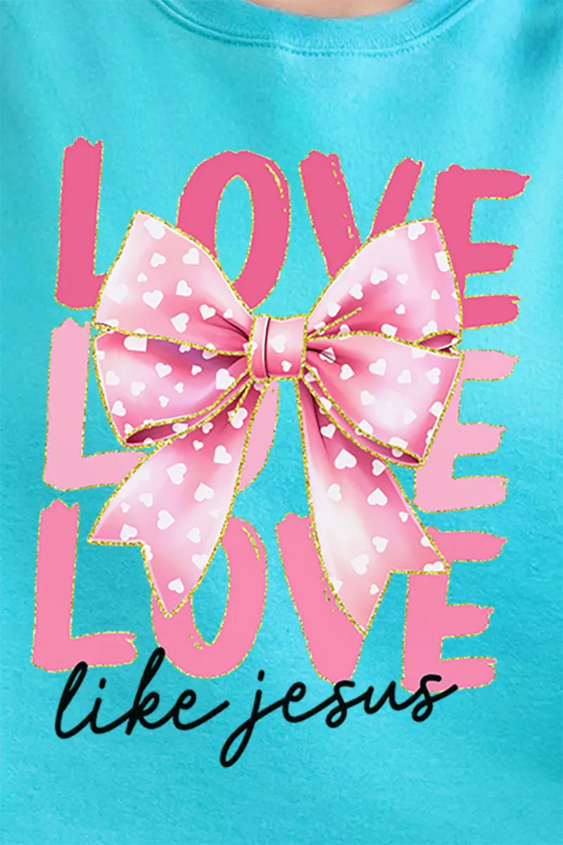 Pink Bow Love Like Jesus Unisex NuBlend Crew Sweatshirt
