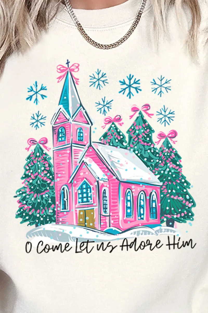 Pink Church Come Let Us Adore Him Unisex NuBlend Crew Sweatshirt