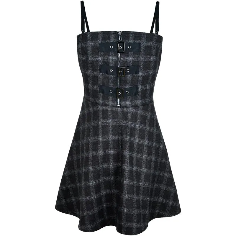 Plaid French Strap Dress SD00408