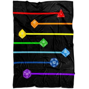 Polyhedral Pride - Rainbow Dice Fleece Blanket