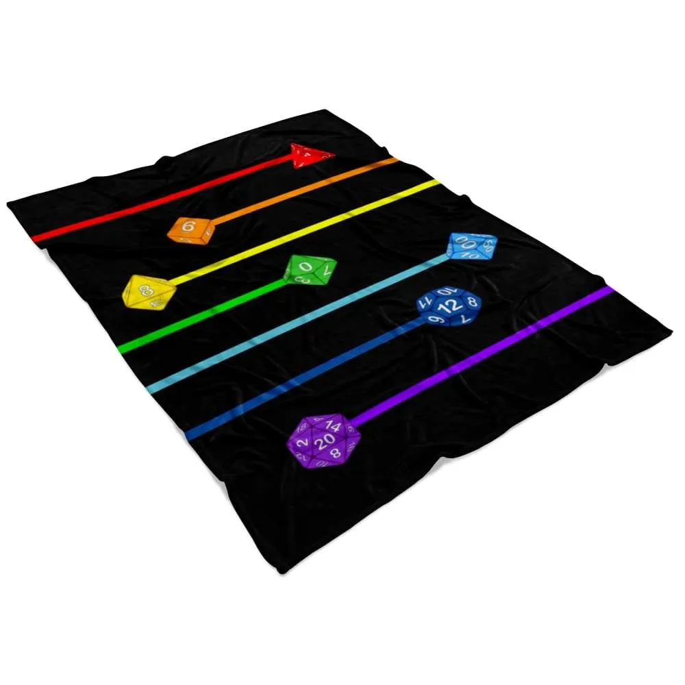Polyhedral Pride - Rainbow Dice Fleece Blanket