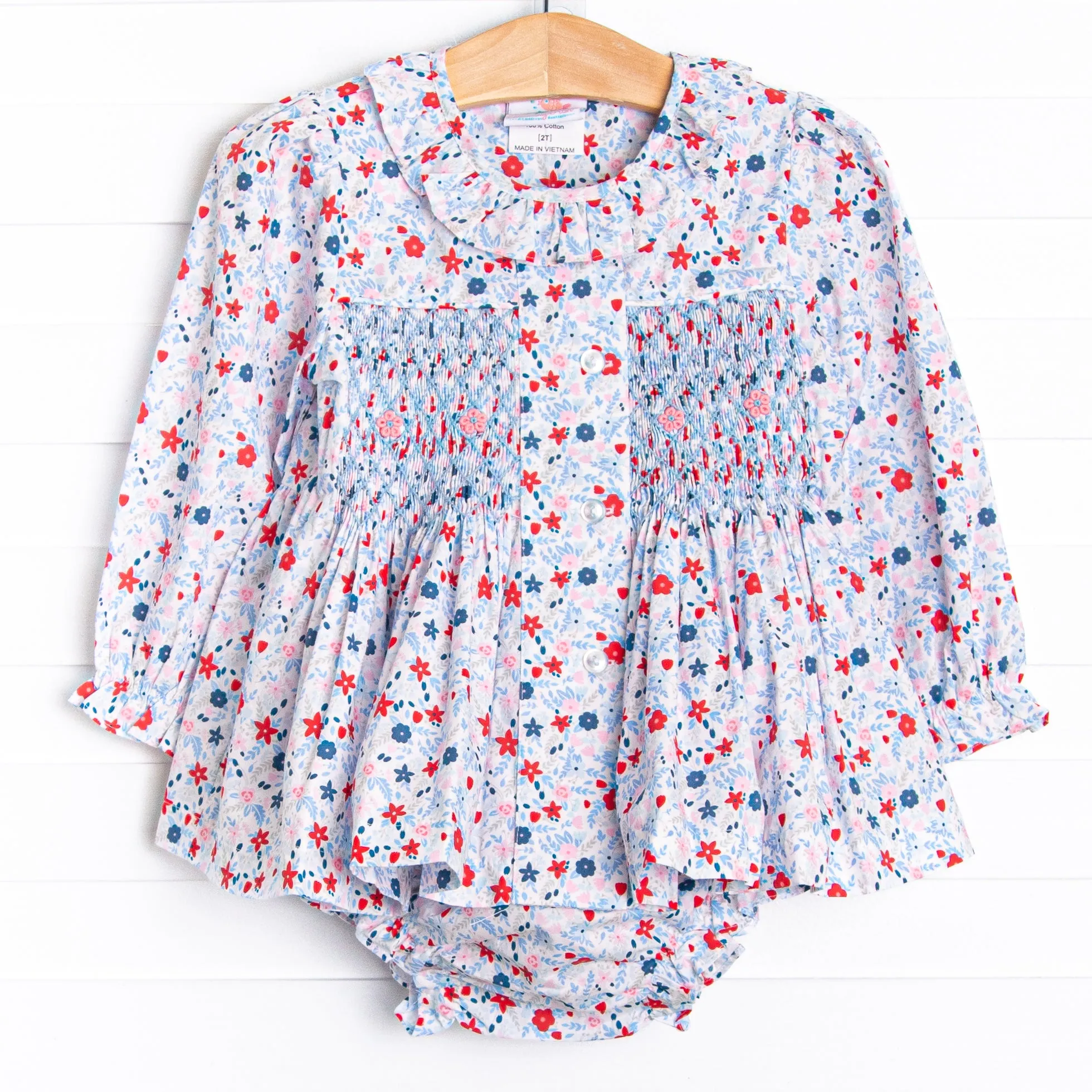 Posh Poppy Smocked Diaper Set, Blue