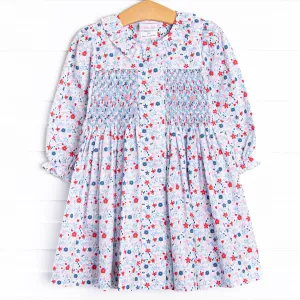 Posh Poppy Smocked Dress, Blue
