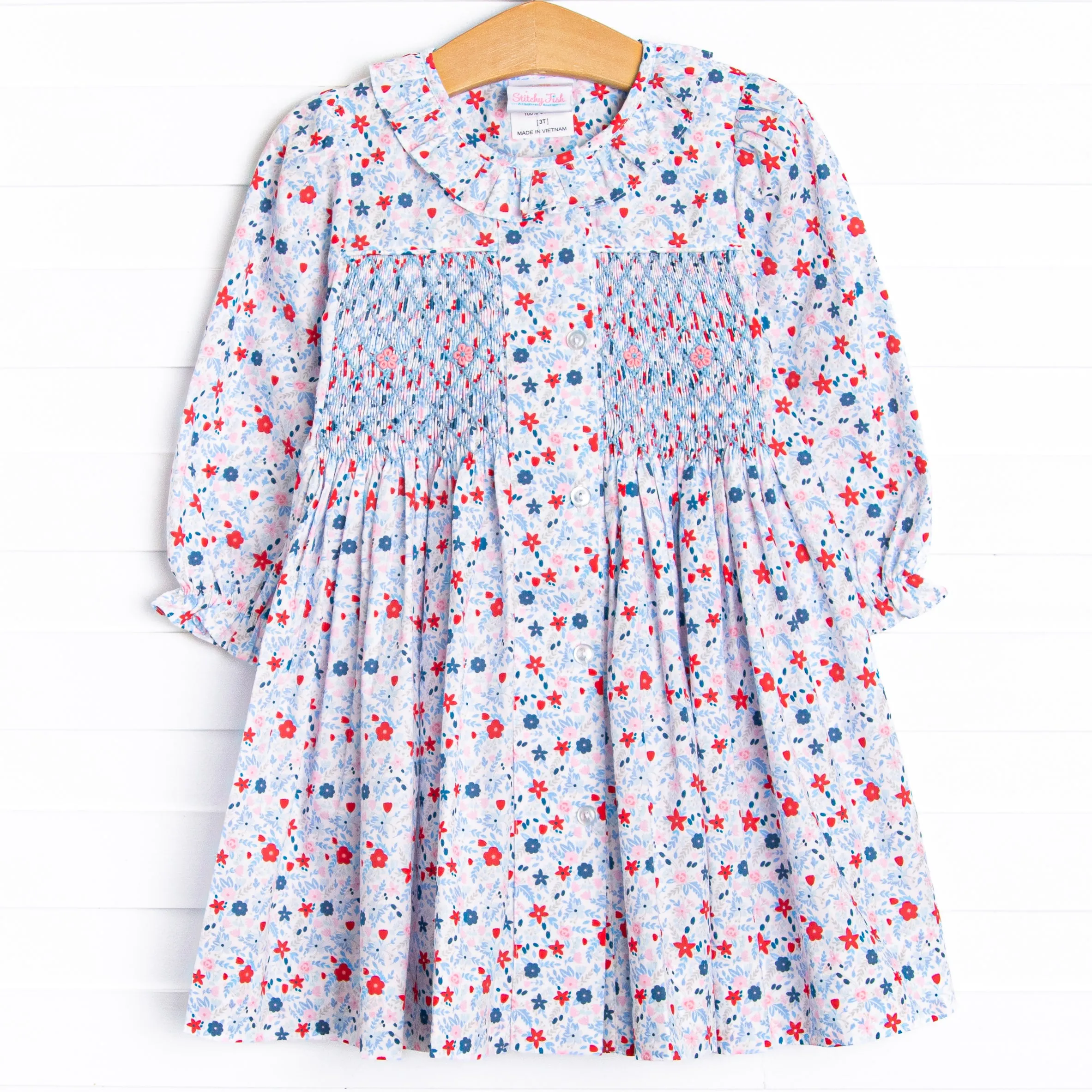 Posh Poppy Smocked Dress, Blue