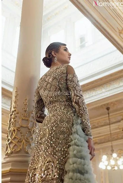 Premium Sea Green Pakistani Bridal Lehenga Dress #BN785