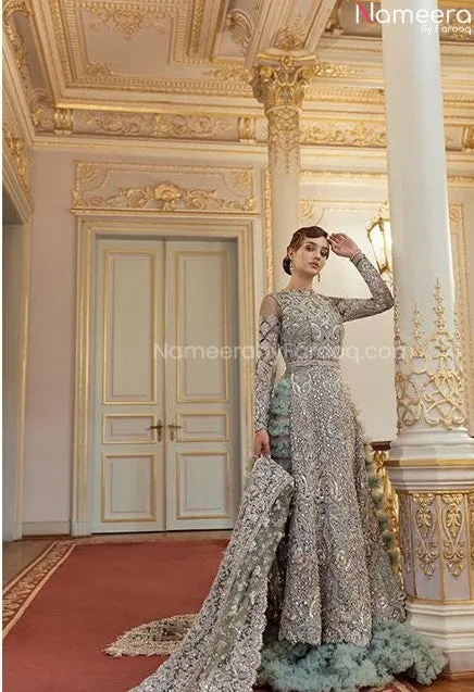 Premium Sea Green Pakistani Bridal Lehenga Dress #BN785
