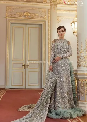 Premium Sea Green Pakistani Bridal Lehenga Dress #BN785