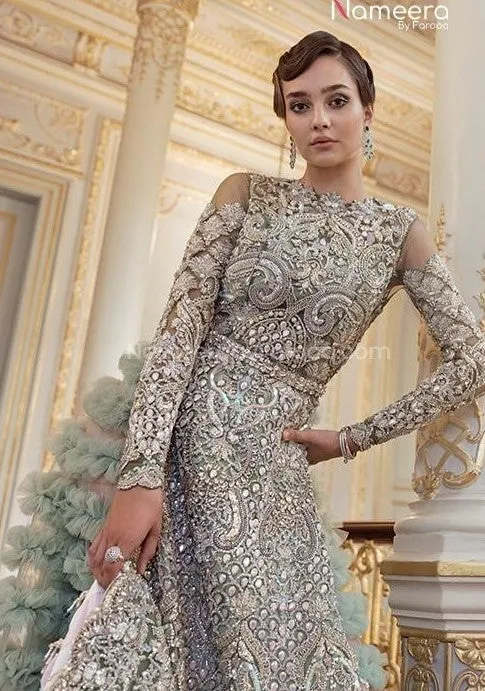 Premium Sea Green Pakistani Bridal Lehenga Dress #BN785