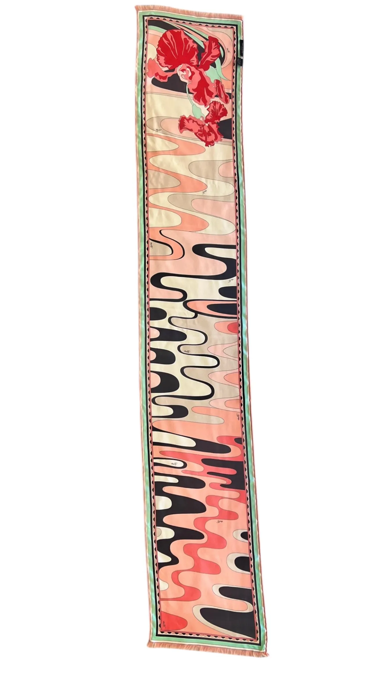 Pucci Pink and Pale Blue Abstract Iris Printed Long Silk Scarf