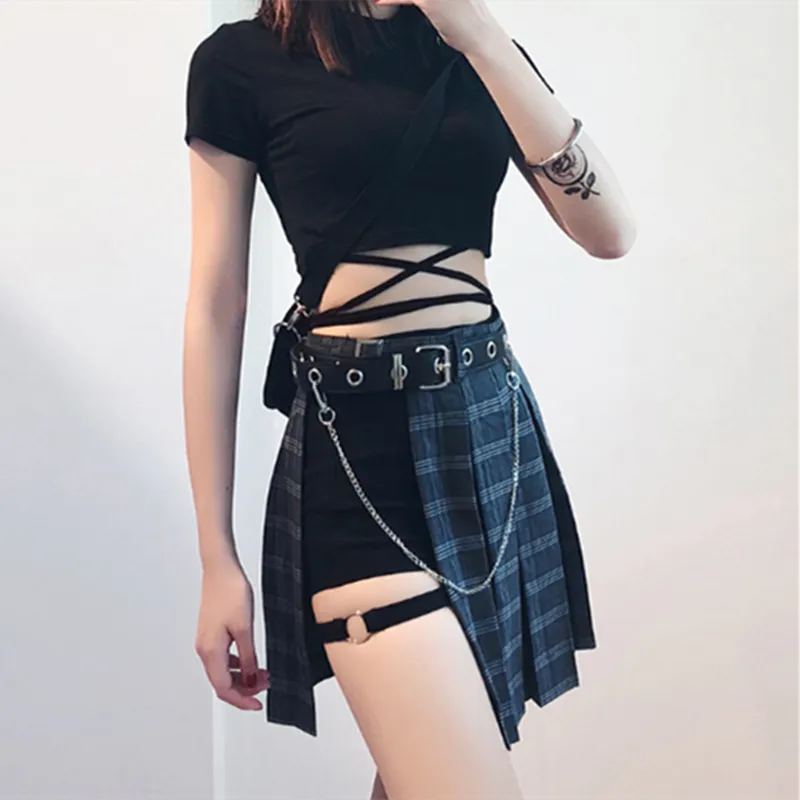 "GOTHIC RETRO PLAID" PLEATED SKIRT 3 PIECES K022001