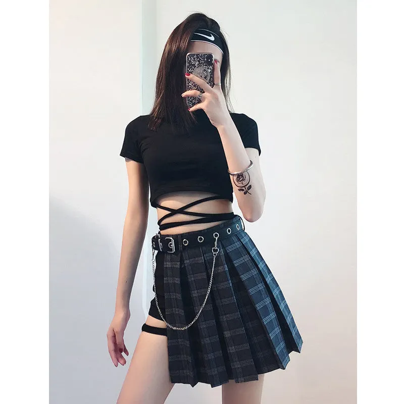 "GOTHIC RETRO PLAID" PLEATED SKIRT 3 PIECES K022001