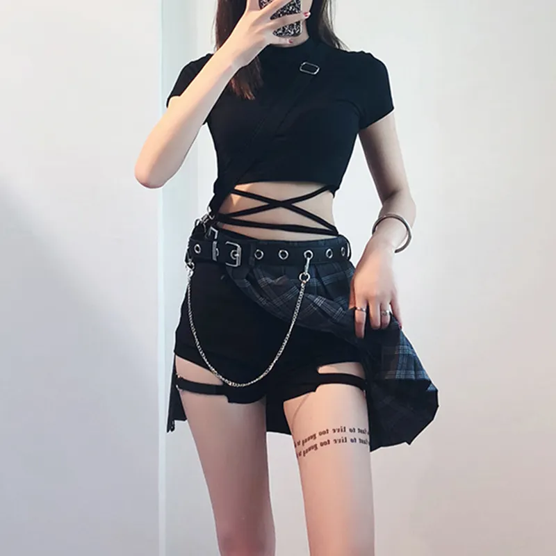 "GOTHIC RETRO PLAID" PLEATED SKIRT 3 PIECES K022001