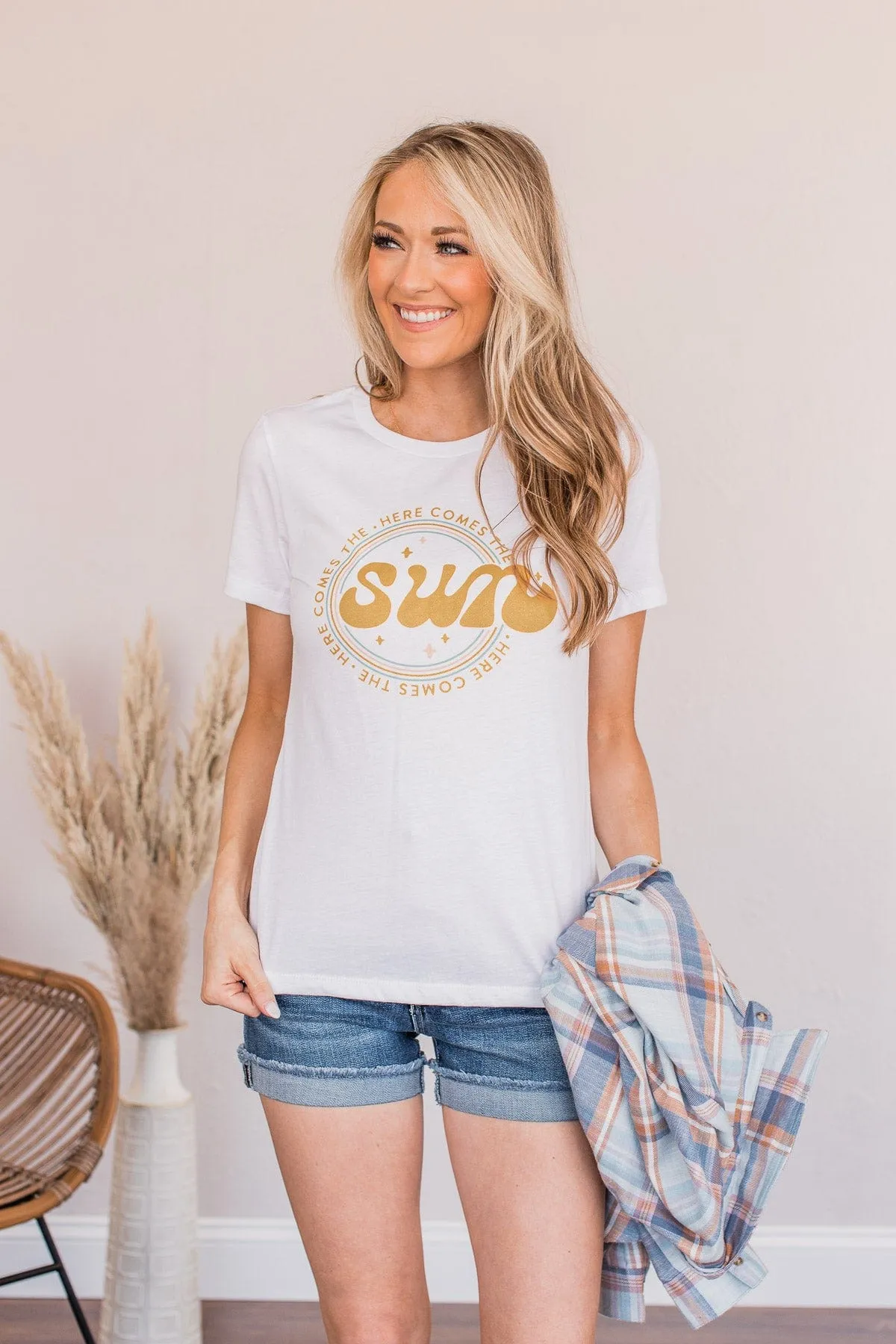 "Here Comes The Sun" Graphic Tee- White