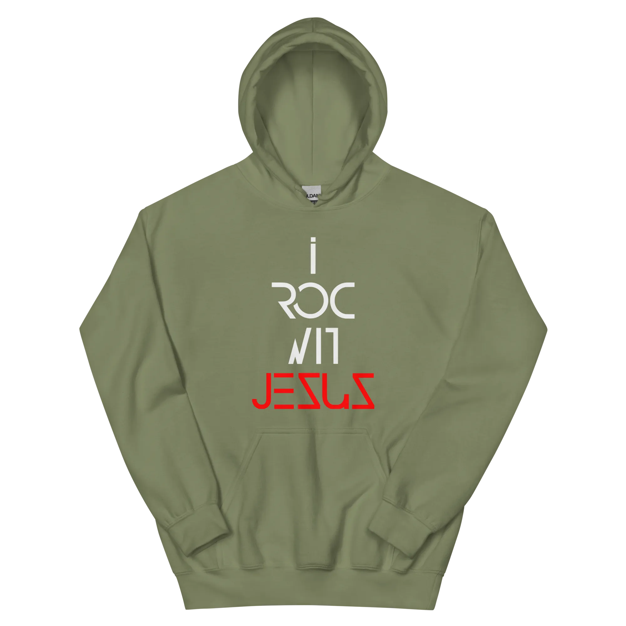 "i ROC WIT JESUS BIG & BOLD" Hoodie "MILITARY GREEN"