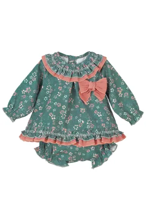 "Yara" Teal Floral Dress & Bloomers