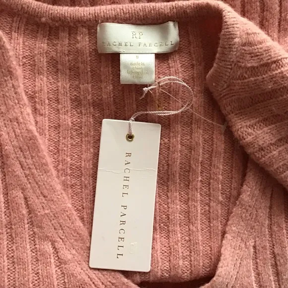 Rachel Parcell Dusty Pink Cozy Wool Blend V-Neck Ribbed Sweater Dress Size 8