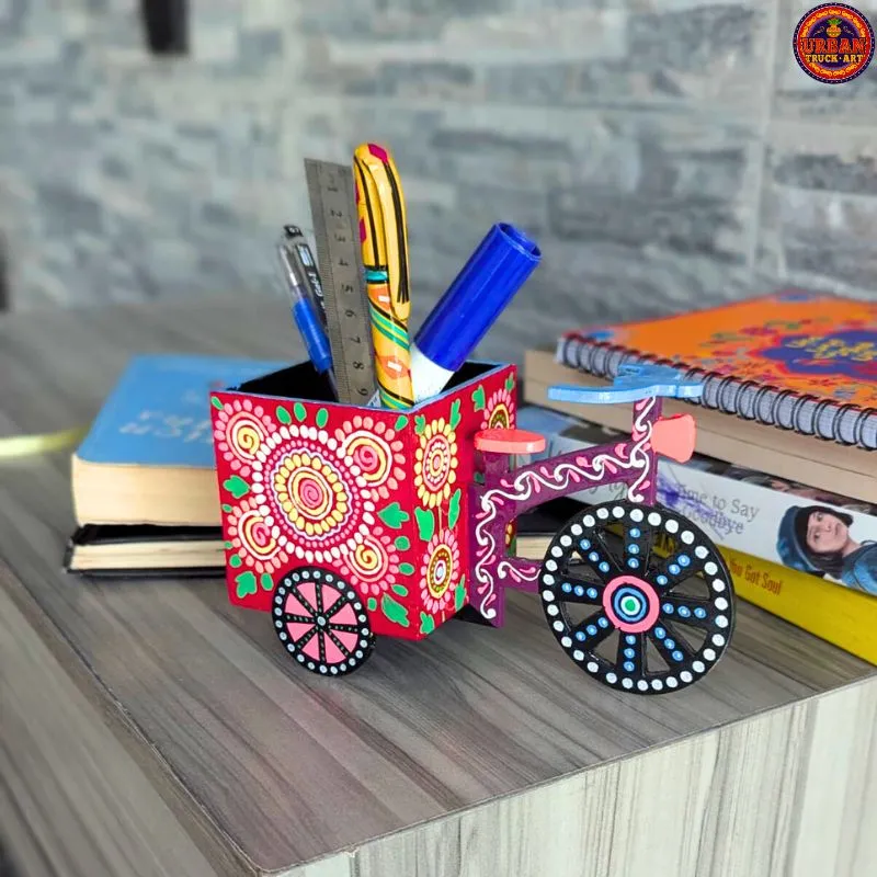 Red Artistic Painted Pen Holder