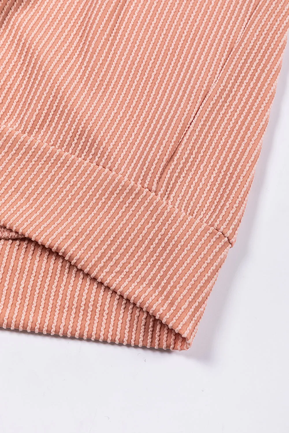 Red Color Block Long Sleeve Ribbed Loose Top