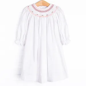 Red Roses Smocked Dress, Red