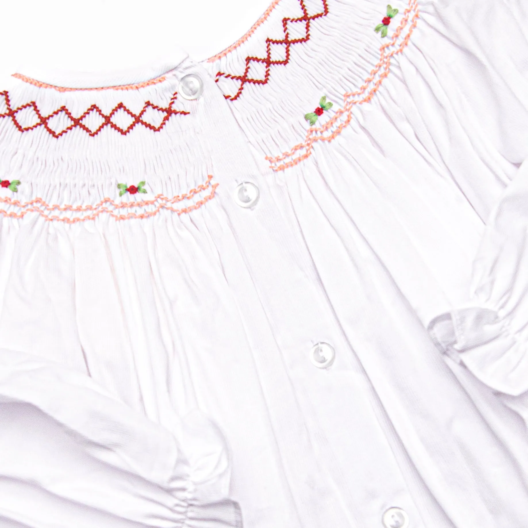 Red Roses Smocked Dress, Red