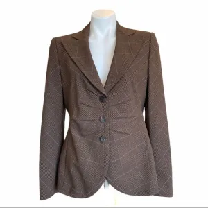 RENA LANGE Houndstooth Plaid German Blazer