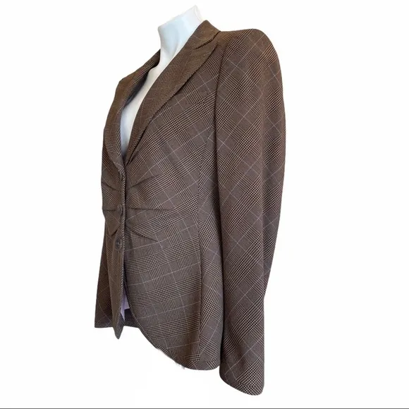 RENA LANGE Houndstooth Plaid German Blazer