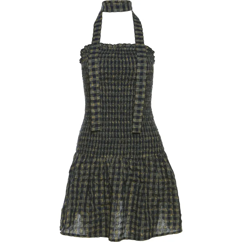Retro Plaid Slim Dress