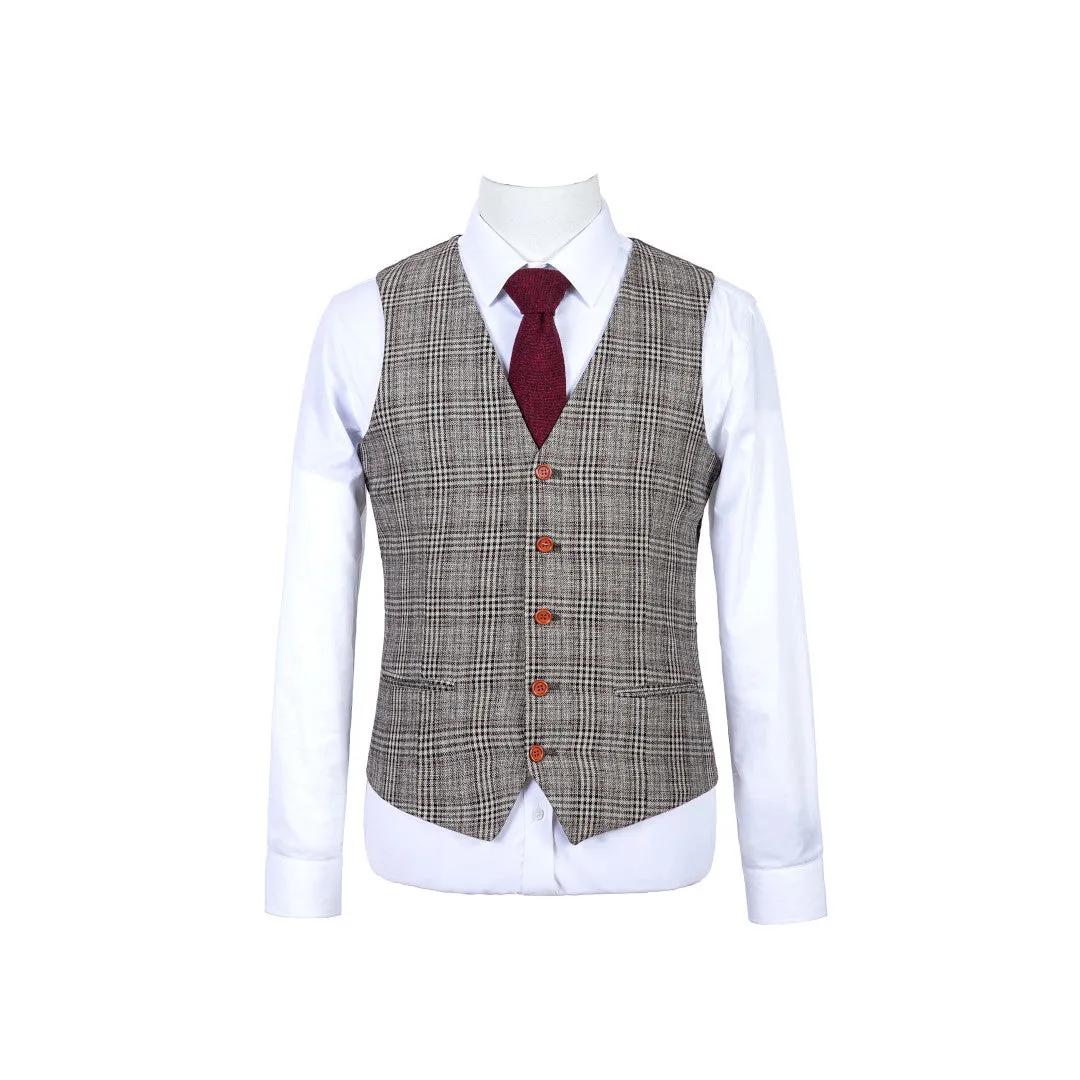 Retro Plaid Tweed 3 Piece Suit