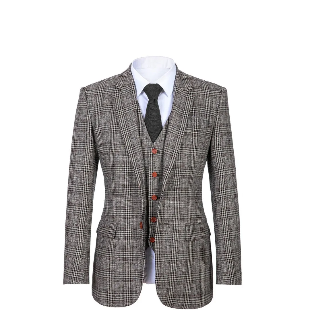 Retro Plaid Tweed 3 Piece Suit