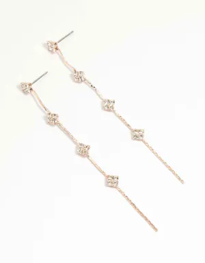 Rose Gold Dainty Flower Drop Earrings