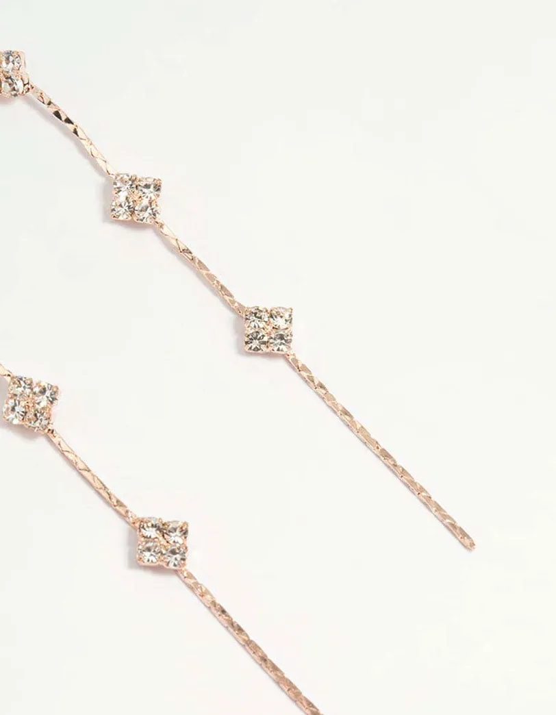 Rose Gold Dainty Flower Drop Earrings